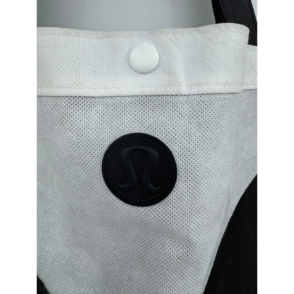 Lululemon Reusable Tote Bag Black Grey White Colorblock Shopper Snap‎ Closure
